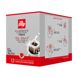 ILLY意利（illy）挂耳咖啡（中度烘焙）滤挂式焙炒咖啡粉108g/12片