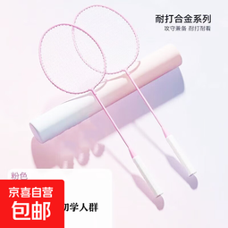 羽毛球拍双拍套装初学耐用学生成人轻便高弹力高颜值专业运动 浅粉色羽毛球拍【2支】 无拍包