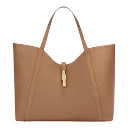 芙拉（FURLA）【七夕礼物】GOCCIA牛皮加大号女士手提包HOBO包流浪包托特包 褐色