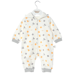 babylove婴儿连体衣春秋季连帽哈衣爬服新生儿宝宝双层外出服春秋装 黄色奶酪鼠（纯棉双层） 59cm