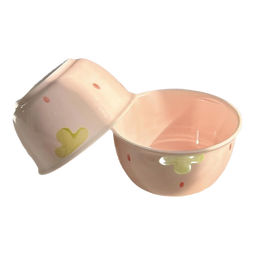 草莓陶瓷碗勺家用高颜值米饭碗少女心甜品碗釉下彩餐具套装 【4件套】浅粉草莓2碗2勺 