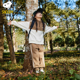 史努比（SNOOPY）儿童卫衣套装2025春秋新款女童运动童装休闲裤子上衣男童两件套 咖色 110 