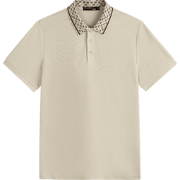GXG男装 夏时尚撞色纯棉男士翻领Polo衫短袖 卡其色 185/XXL 
