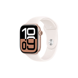 Apple/苹果 Watch Series 10 智能手表GPS款46毫米玫瑰金色铝金属表壳淡桃粉色运动型表带M/L MX2A3CH/B