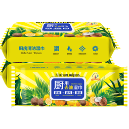 爱肤佳厨房湿巾强力去油污油烟机一次性抹布大包加大加厚珍珠纹湿纸巾 80抽*1包（200mm*200mm）