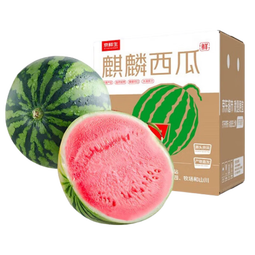 京鲜生 麒麟西瓜 净重7-9斤 1粒装 生鲜水果源头直采