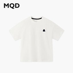 马骑顿（MQD）男女同款夏季学院风基础百搭亲肤短袖轻薄上衣多色T恤 本白 110