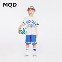 马骑顿（MQD）【套装】男大童夏季新品学院风运动休闲短袖五分裤两件套 本白 110