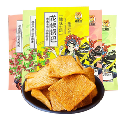 花椒锅巴薯片馍片办公室解馋小零食网红小吃爆款追剧食品大礼包 花椒锅巴-6袋（约108g） 