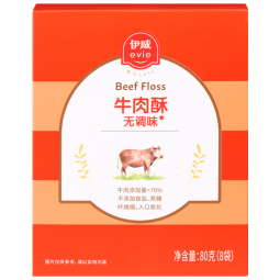 伊威（Eastwes）无调味牛肉酥80g(8袋) 含铁锌不添食盐白砂糖富含蛋白质