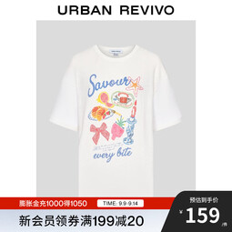 UR2025秋季新款女装趣味休闲印花宽松短袖T恤UYL450222 本白 XS 