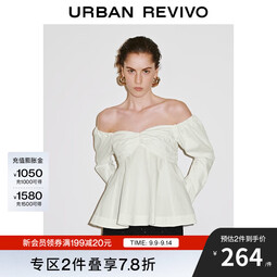 UR【HOT】2025秋季新款女装气质一字领打揽罩衫衬衫UWG250228 本白 (领口偏低) XS