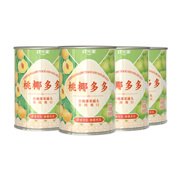 欢乐家 桃椰多多 黄桃椰果罐头 糖水黄桃椰果果肉水果罐头 休闲零食 【4罐】黄桃椰果425g*4罐