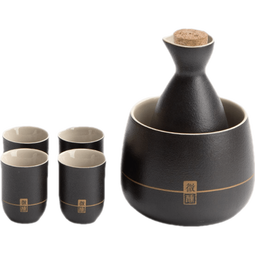 南山先生 微醺温酒器烫酒壶家用黄酒电热白酒黑陶烫酒器复古中式酒杯酒具 4杯+温酒器
