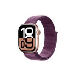 Apple/苹果 Watch Series 10 智能手表GPS款42毫米玫瑰金色铝金属表壳梅子色回环式运动表带MX1X3CH/B