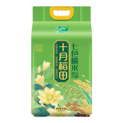 十月稻田  七色糙米2.5kg 东北低脂粗粮 （黑米 红米 燕麦米 小麦仁） 1袋