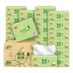 清风纸巾抽纸整箱4层320张餐巾纸棉柔亲肤绿花卫生纸餐巾面巾纸整箱 4层 80抽*24包 【整箱装】