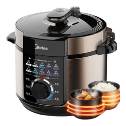 美的（Midea）电压力锅 电高压锅 家用压力锅双胆大容量 高压煮饭锅煲汤多功能一键排气电饭煲 国家补贴 70kpa高压双胆 5L 大旋钮操作