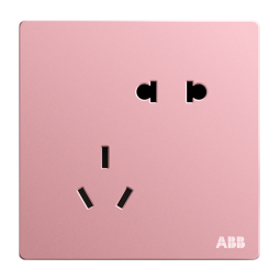 ABB 开关插座面板 轩致系列克里特粉 86型错位斜五孔电源插座 五孔插座 