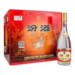 汾酒【官方正品】53度黄盖玻汾 清香型白酒 高度口粮酒 泡酒 纯粮食酒 53度 475mL 12瓶 玻汾出厂原箱装 