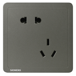 西门子（SIEMENS）开关插座面板 墙壁暗装86型 致典系列烟金灰色 斜五孔 二三插 插座