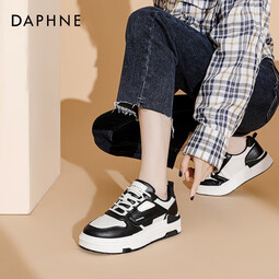 达芙妮（DAPHNE）官方板鞋女鞋子2024秋季新款百搭运动休闲鞋低帮板鞋QJ1 熊猫黑 35 