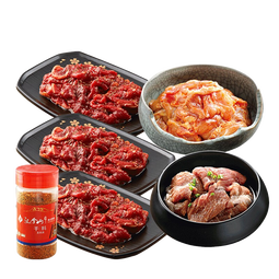 汉拿山烤肉套餐5~6人  生鲜牛肉食材烧烤半成品套餐韩式户外家庭家用 1900g（含赠品到手9包肉1个料）