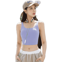 Rianne.He莉安赫运动内衣带胸垫防震跑步健身瑜伽背心女外穿显瘦鱼骨线美背 长春花蓝 L【建议105-115斤】