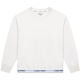 Calvin Klein CK童装男女童套头无帽卫衣冬季新款舒适毛圈儿童上衣内搭 象牙白 110 /56 【建议身高104-110cm】