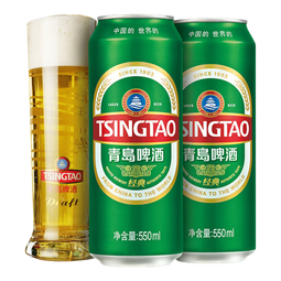 青岛啤酒（TsingTao）百年经典青啤原麦汁浓度10°P大罐加量罐装 550mL 15罐