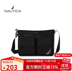 NAUTICA诺帝卡Cityboy风格大容量休闲通勤休闲多口袋男女通用斜挎包 黑色 