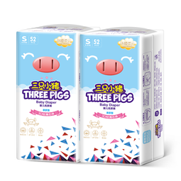 三只小猪Thethreepiggy3D轻薄纸尿裤S码104片(4-8KG)【品牌直供安心品质】