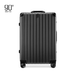 90分PC旅行箱铝框行李箱20英寸商旅两用可登机拉杆箱登机箱曜石黑