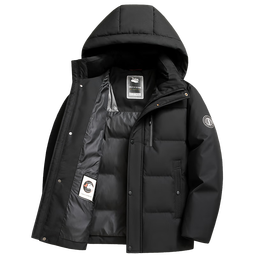 雪中飞鹅绒羽绒服男士短款脱卸帽加厚保暖休闲商务秋冬外套男装170 