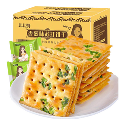 比比赞香葱苏打饼干散装咸味梳打饼干代餐零食休闲小吃食品小包装 香葱苏打饼干1000g/箱