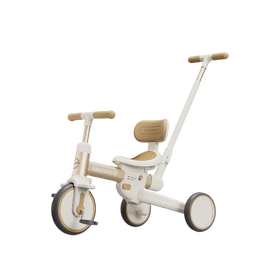 乐卡（Lecoco）儿童多功能三轮车宝宝脚踏车平衡车轻便遛娃神器 沃克S3- 奶白咖