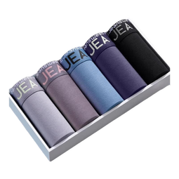 真维斯男士内裤纯棉男生抗菌四角短裤头长绒棉男式大码宽松透气平角裤 浅灰+灰蓝+深灰+宝蓝+黑色 L  100斤以内