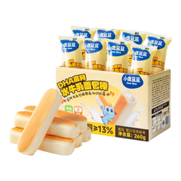 小鹿蓝蓝DHA高钙水牛乳注心面包棒 醇正奶香松软有料 特添山药泥 【奶香松软】注心面包棒1箱/260g