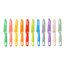 【全网热销】水果刀家用不锈钢削皮刀厨房瓜果切刀果皮小刀 锋利彩色水果刀3把