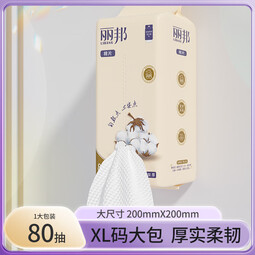 丽邦洗脸巾悬挂式抽取加大加厚母婴擦脸巾干湿两用洁面巾 80抽*1包【母婴适用】