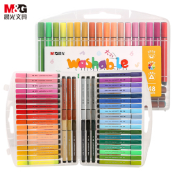 晨光(M&G)文具48色粗三角杆水彩笔可水洗大容量填色涂鸦幼儿园儿童彩绘画涂鸦画笔安全R2礼物水彩笔