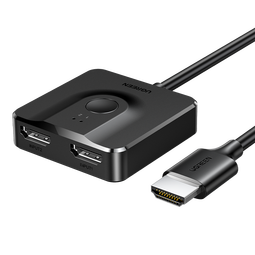 绿联HDMI2.0双向切换器二进一出4K60Hz高清1分2一拖二 笔记本电脑扩展接显示器分屏电视投屏投影70607