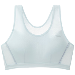 英氏儿童运动内衣12-14岁发育期高弹网眼轻薄透气少女运动背心 蓝色【二阶段】 均码 【75A】