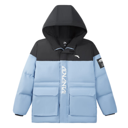 安踏儿童羽绒服男童装25年冬户外三防雪壳热返IV保暖防风加厚上衣外套 【热返IV雪壳】深夜蓝/满印6901H-8 绒子含量85% 120 充绒量93g