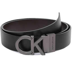 Calvin KleinJeans男士商务休闲双面用ck字母金属扣孔腰带节日礼物HC0593 001-黑/棕 85cm