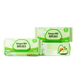 德佑厨房湿巾80抽*3包 加大加厚去油污擦吸油烟机湿纸巾不伤手