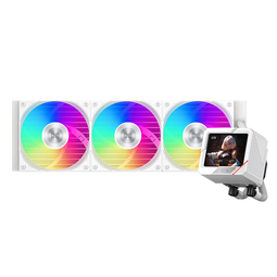 超频三(PCCOOLER)北境GT360 ARGB白色屏显一体式CPU水冷散热器 /3.5吋液晶屏/自定义主题//支持1851/AM5