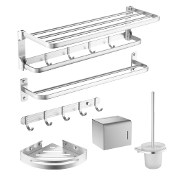 恒洁(HEGII)挂件套装 卫生间置物架毛巾架浴室挂件套装太空铝六件套HMP915K06