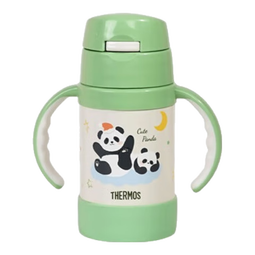 膳魔师儿童水杯316L保温杯带把手婴儿水杯宝宝吸管杯幼儿园学生水杯TCKK 熊猫保温杯280ml(含备用吸管)