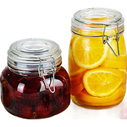 【爆款】密封罐玻璃瓶带盖家用食品腌制瓶子泡菜柠檬百香果蜂蜜罐 500ml三只装（送勺子）